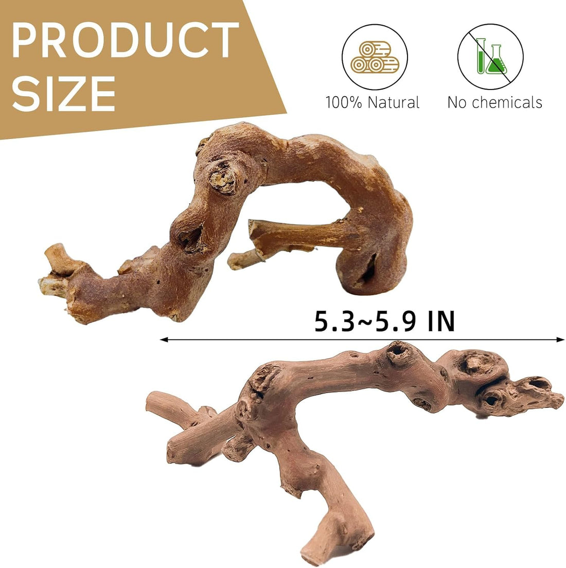 kathson 2Pcs Wood Hamster Climbing Branch Decor,Rat Climbing Chewing