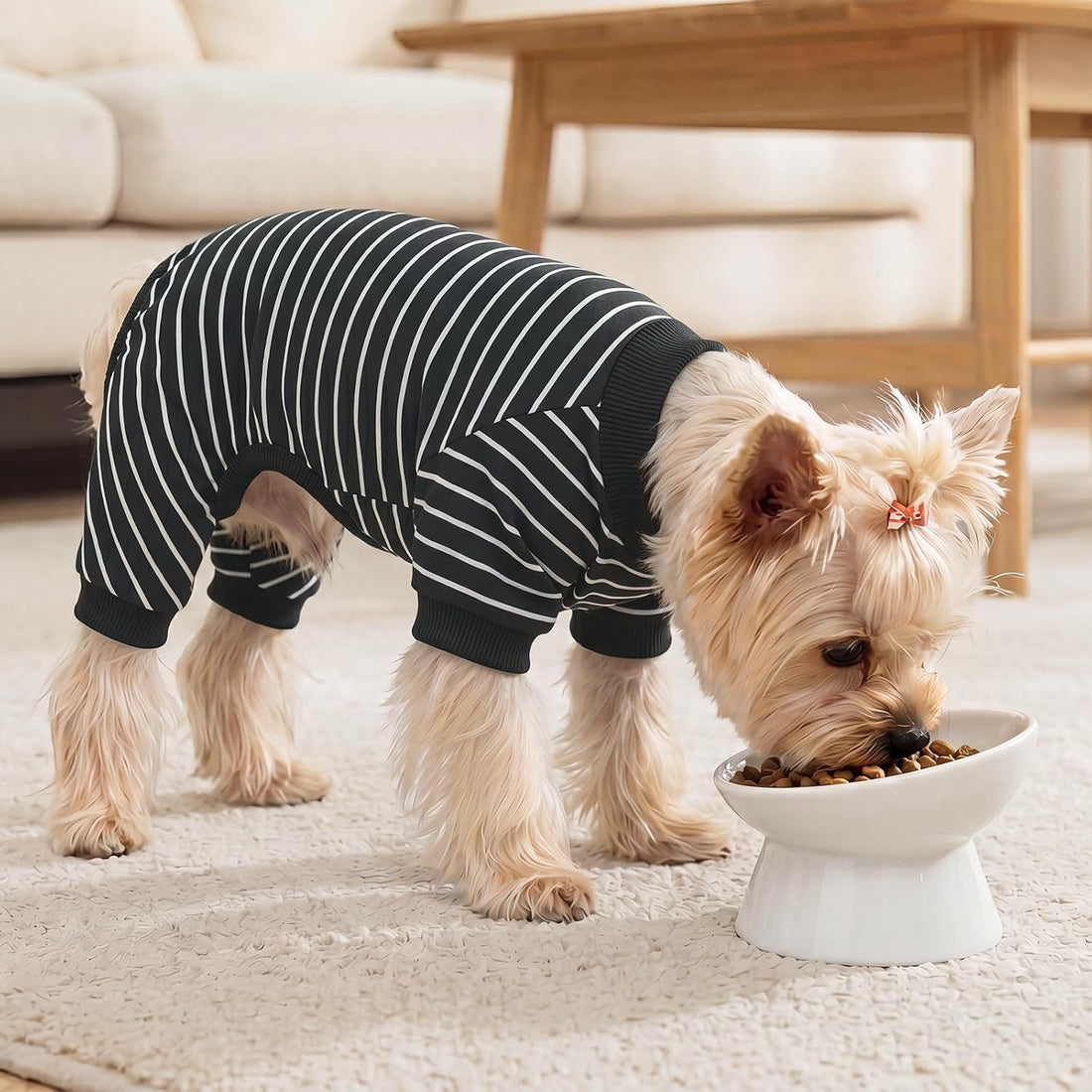 XPUDAC 4 Pack Dog Pajamas Striped Dog Clothes for Small Medium Dogs