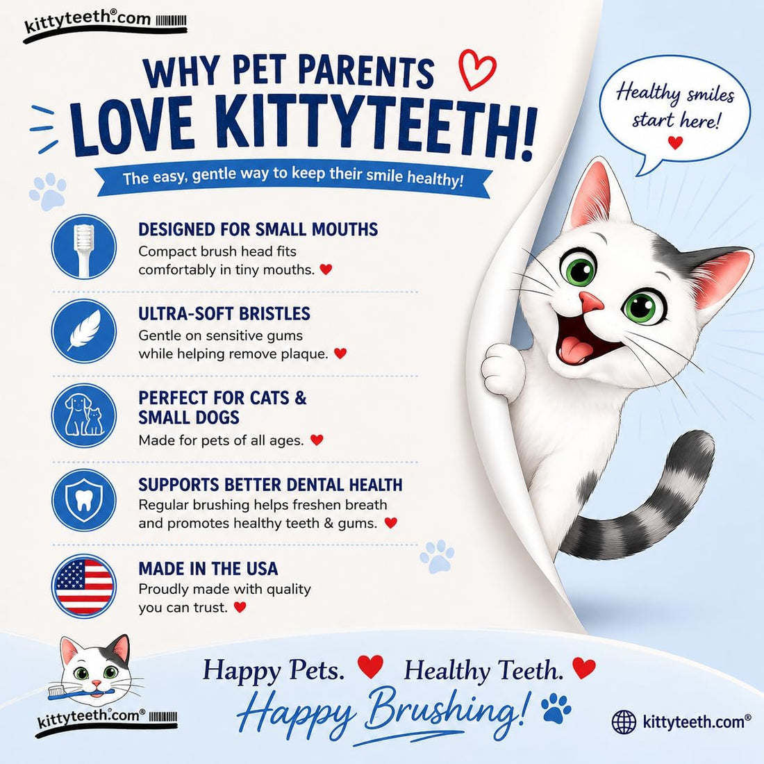 Kittyteeth Cat & Dog Toothbrush - Made in The USA