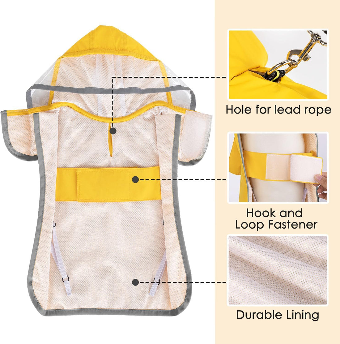 SlowTon Dog Raincoat, Waterproof Dog Rain Jacket with Clear Hooded