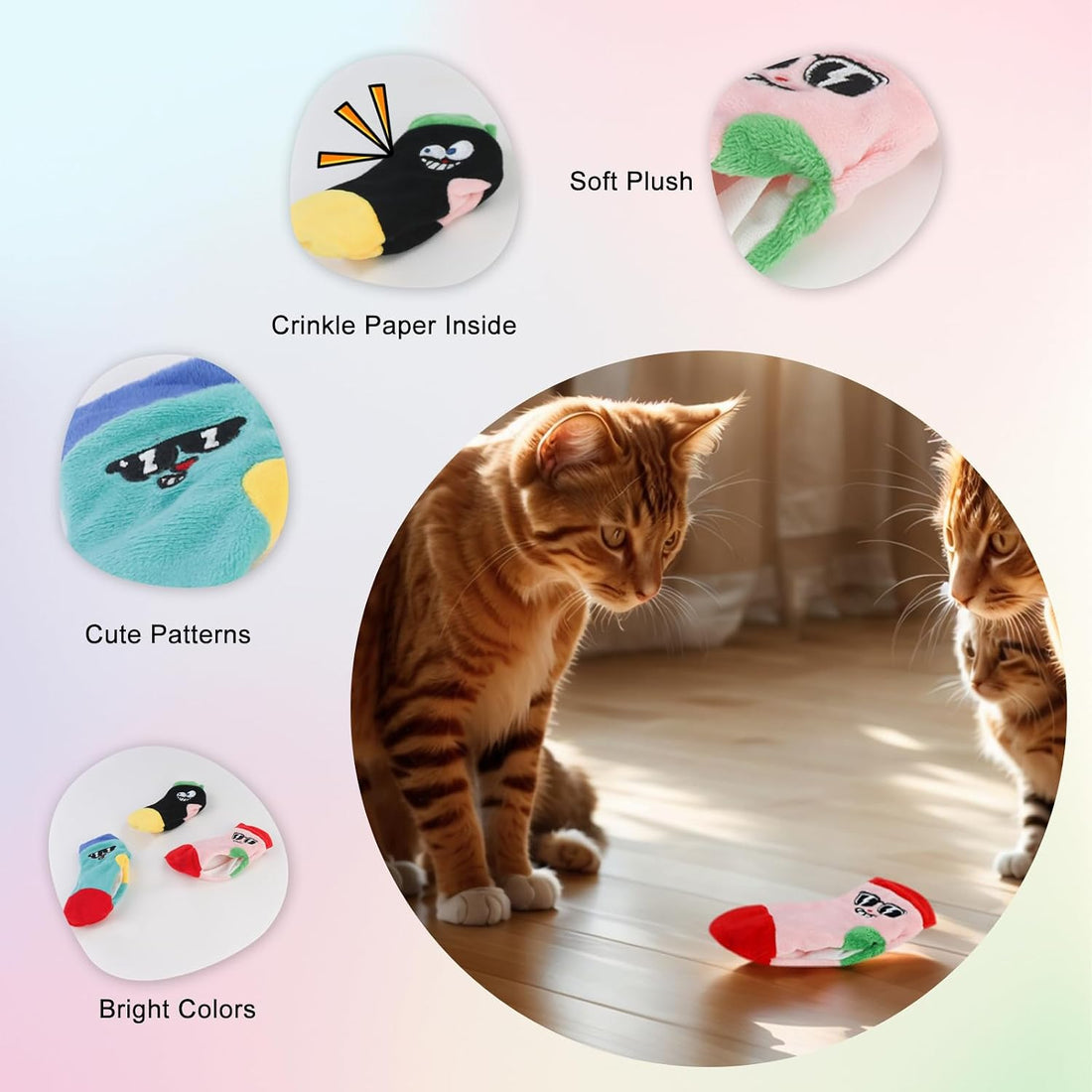 Andiker 3Pcs Cat Crinkle Toys