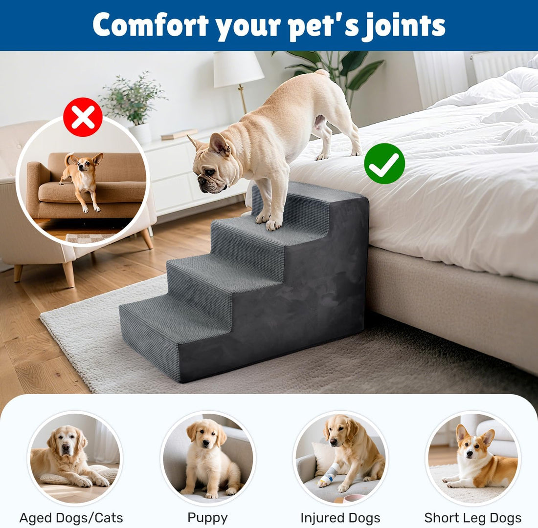Dog Steps for Bed, 18" H Dog Stairs for Small Dogs