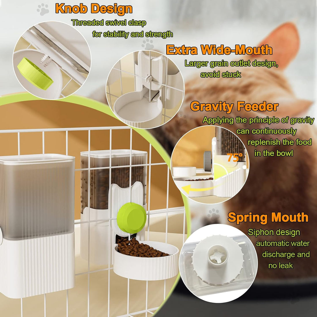 Lemtrflo Rabbit Water Dispenser, Cage Automatic Hanging Bunny Feeder