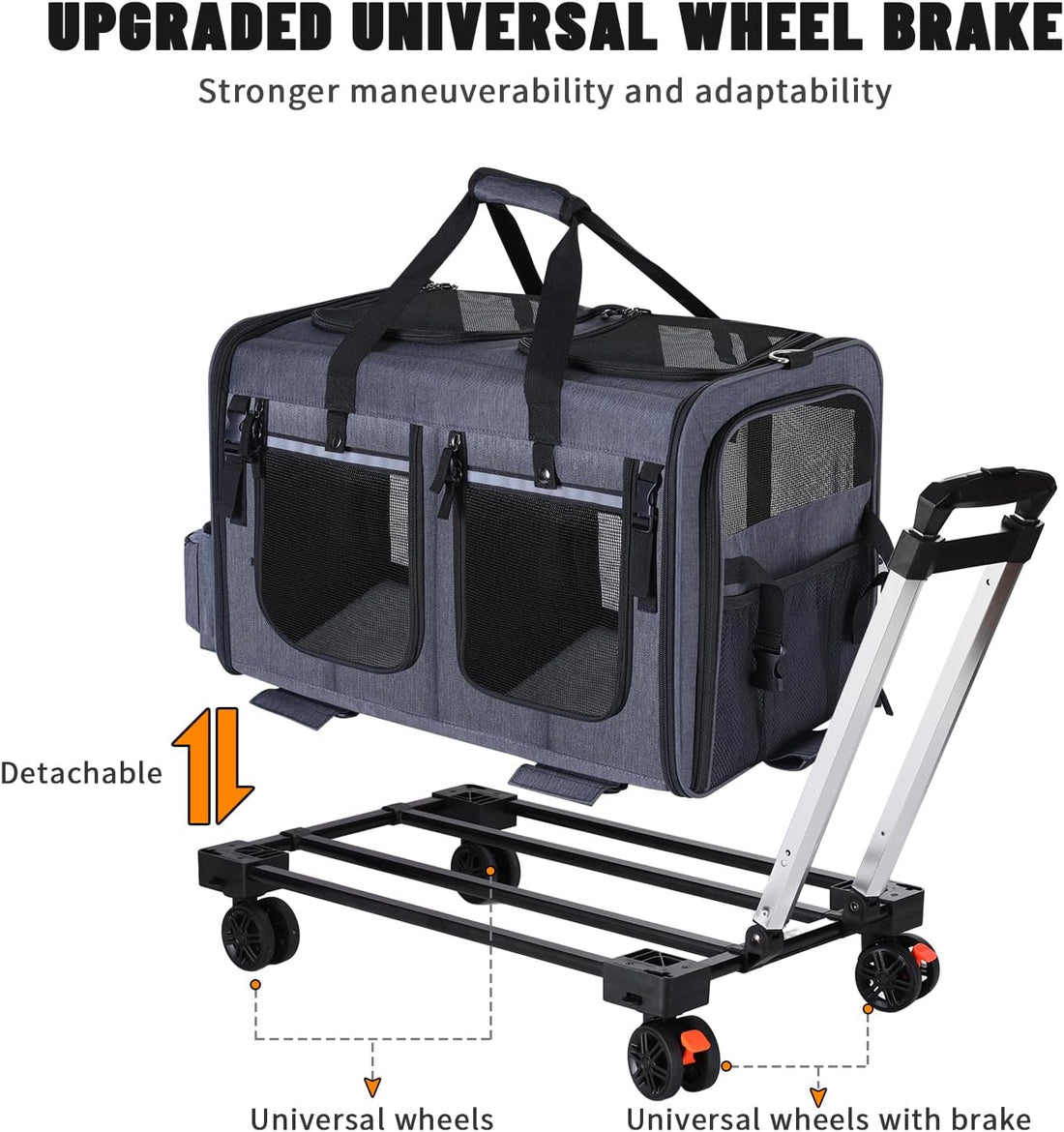 Cat Carrier for 2 Cats,Cat Carrier with Wheels for Cats and Dogs