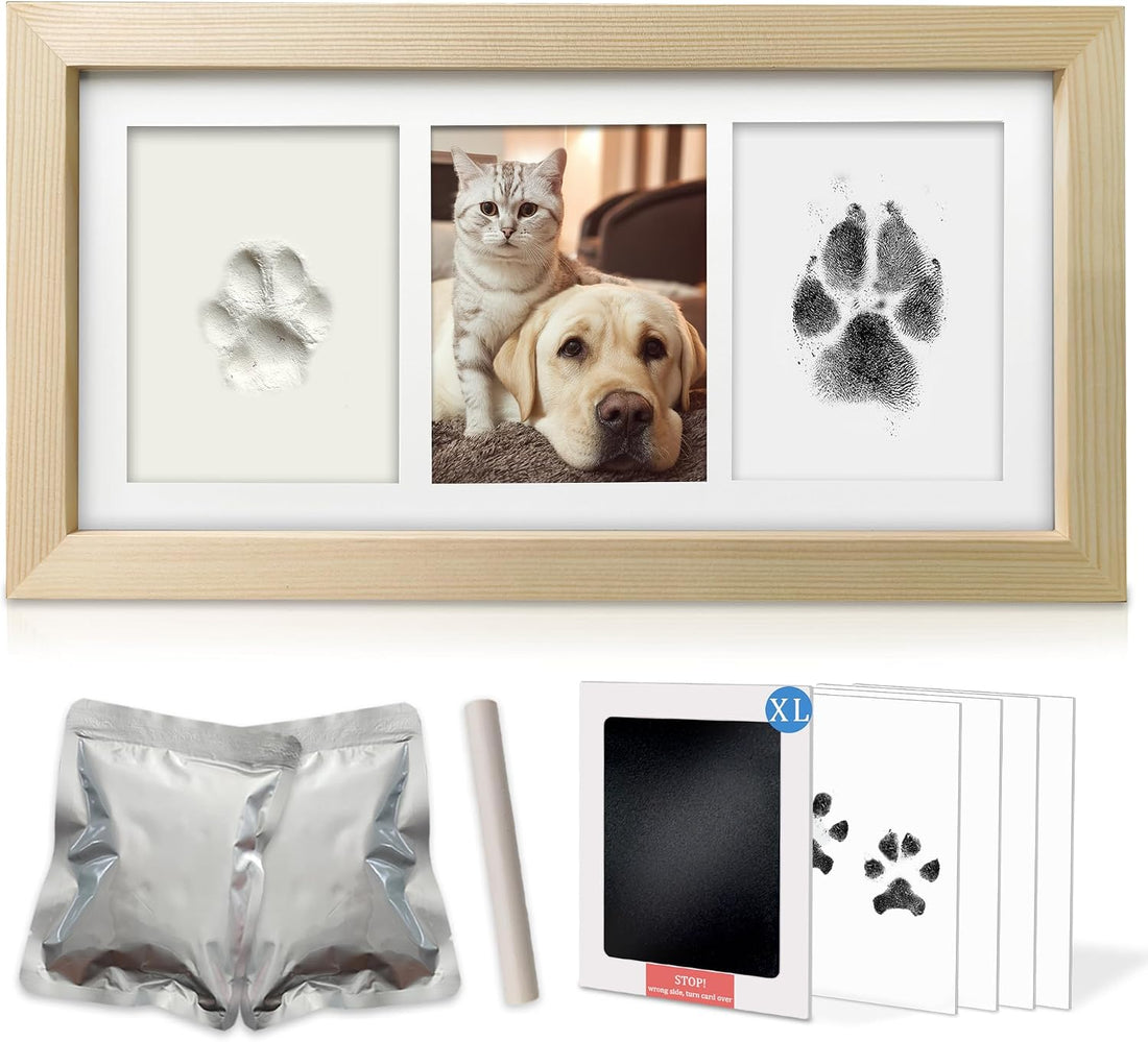 MYPAWLETS Dog Cat Paw Print Kit,Ink&Clay Pawprint Keepsake Frame