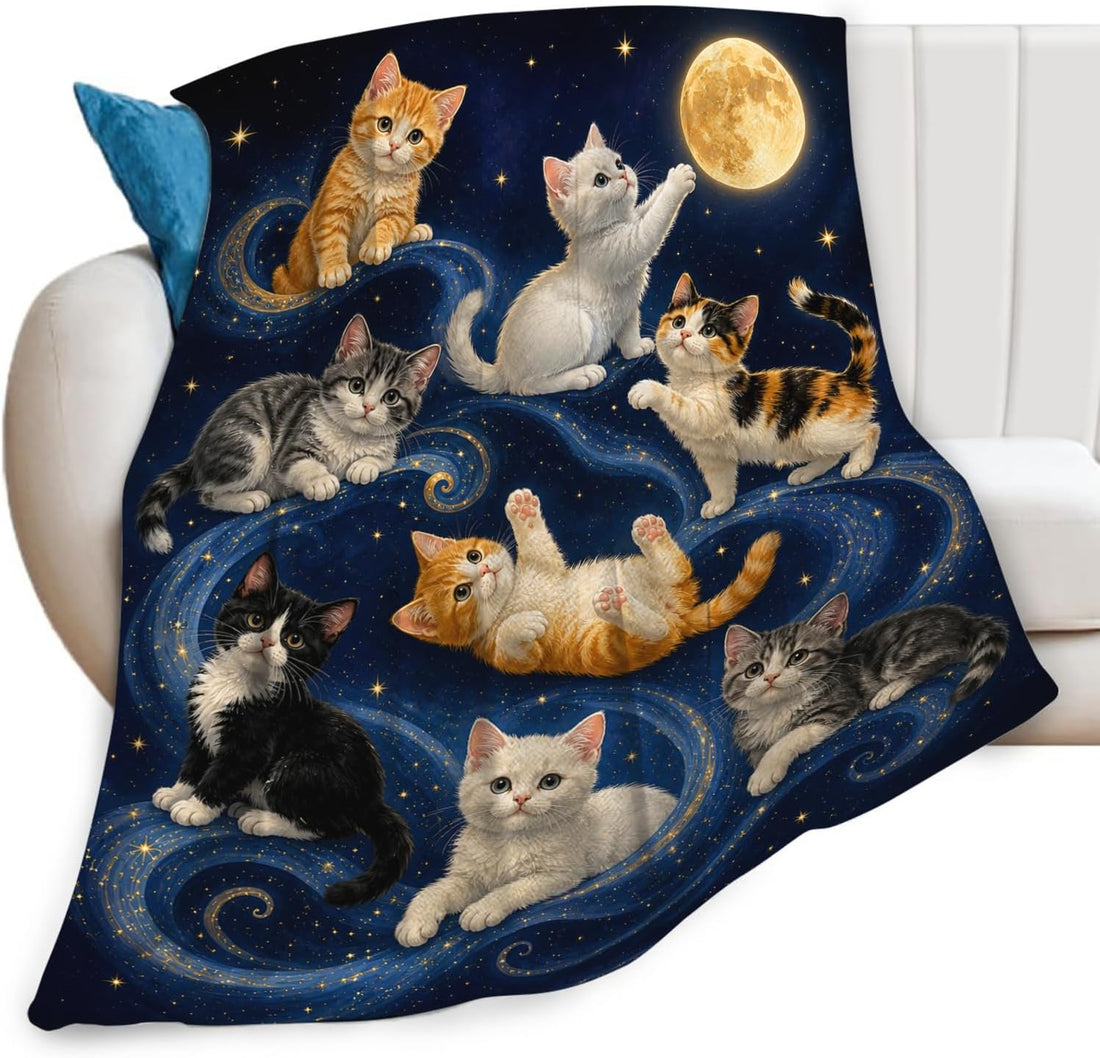 Cute Cats Throw Blanket Cat Lover Gifts for Boys Girls 50"x40"