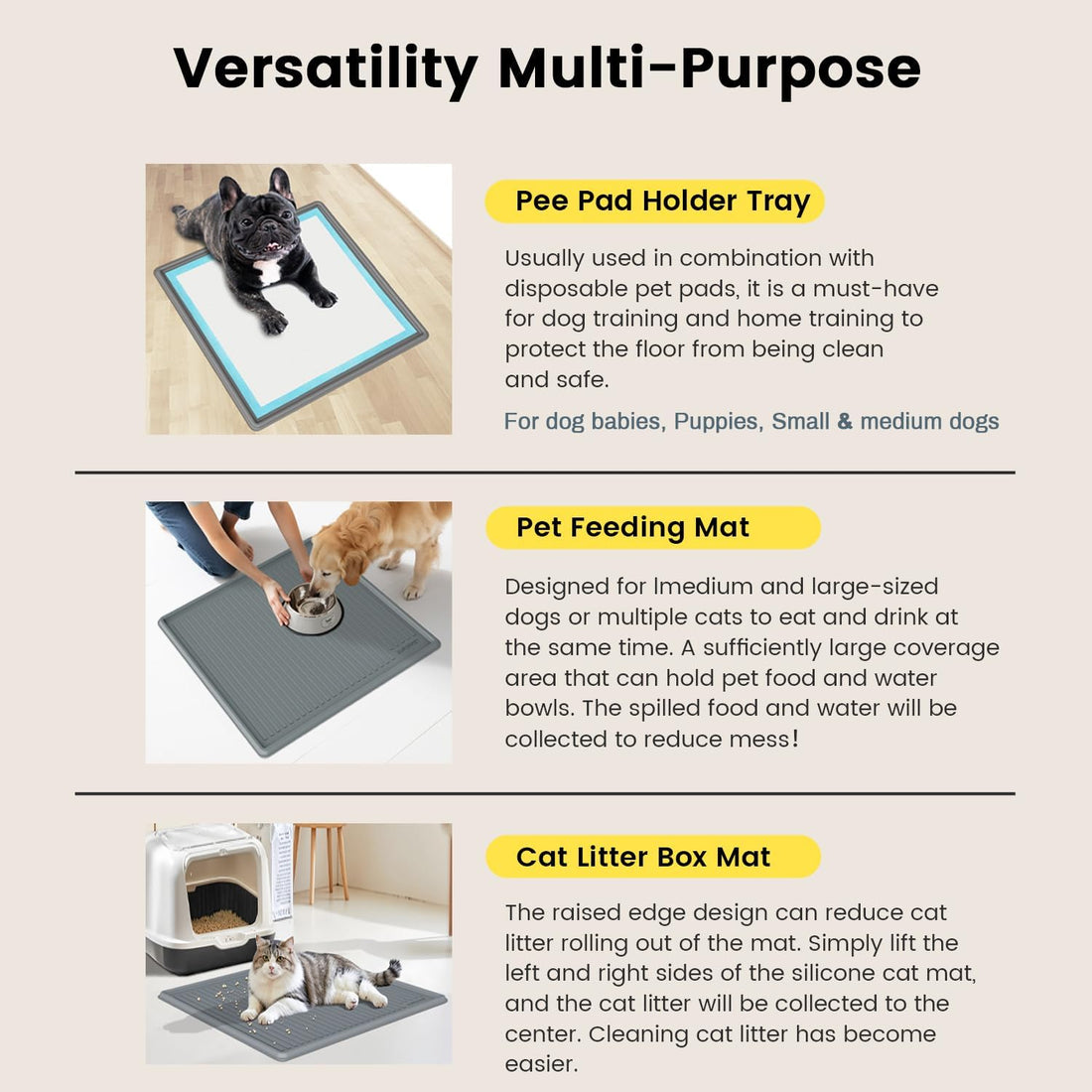 Dog Pee Pad Holder Tray, Fits for 22"x22"