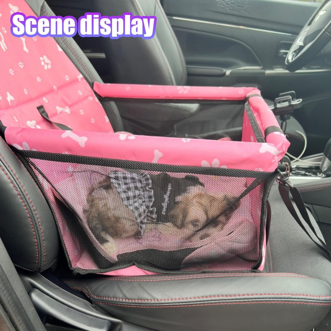 Pet Car Seat, Waterproof Oxford Dog Car Booster Seats, Pink Bone