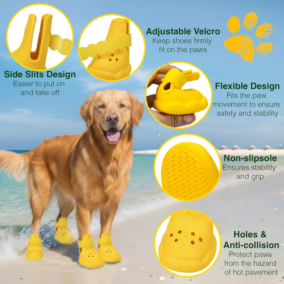 Dog Shoes for Hot Pavement and Snow - Waterproof, Non-Slip
