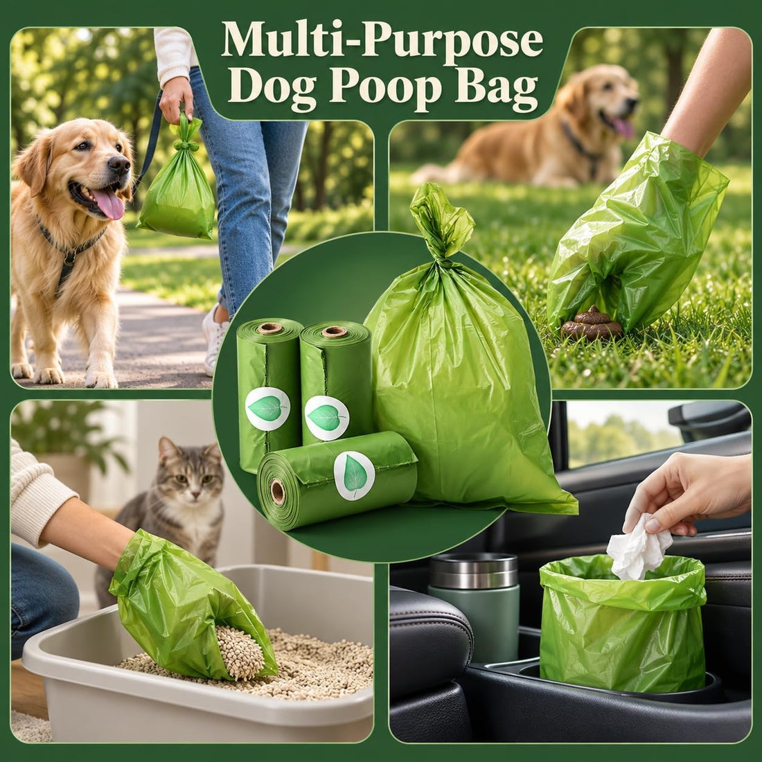 Topfree 24 Rolls 360 Dog Poop Bags,Leak-Proof Thick Dog Poo Bags