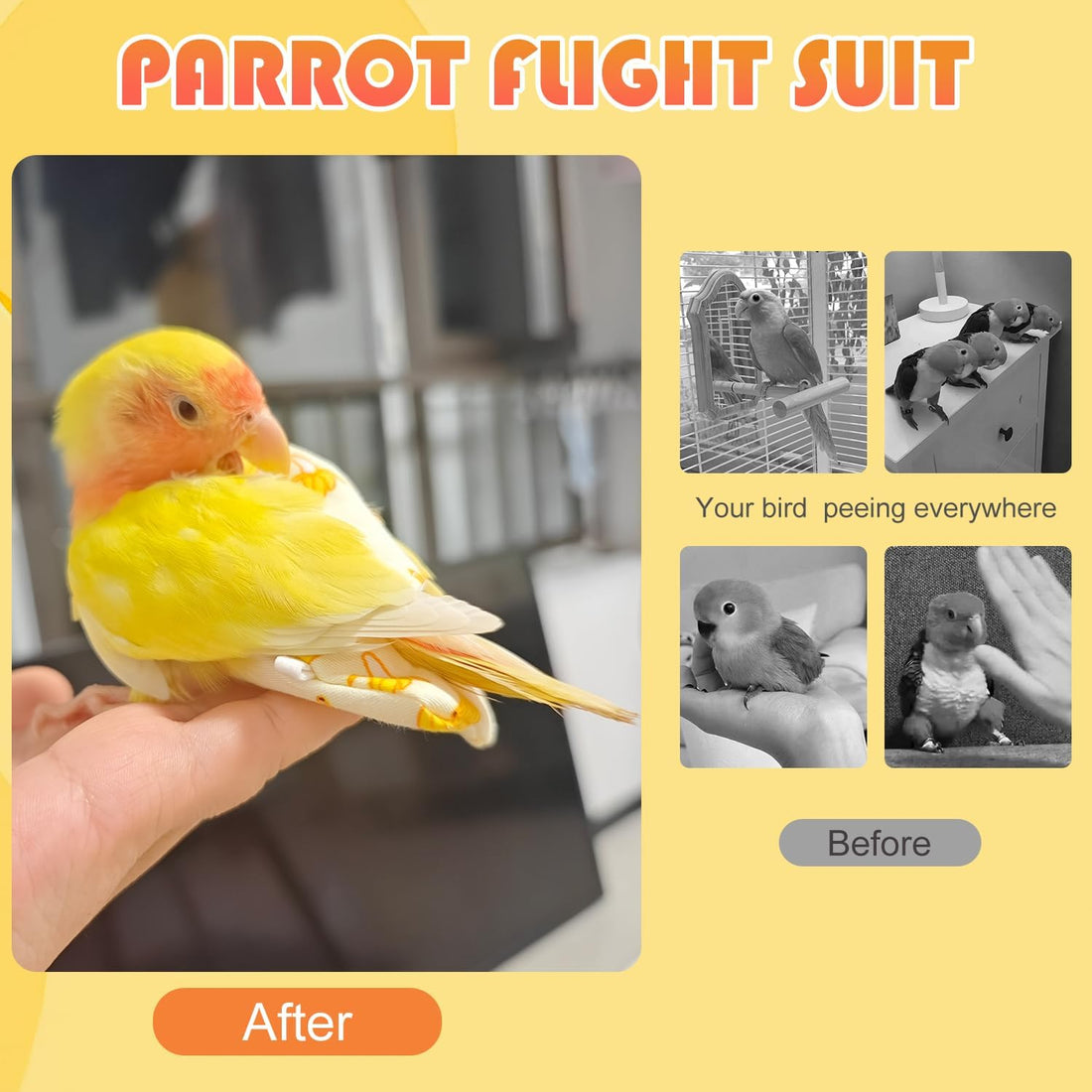 6 Pcs Bird Diapers FAURAPMNG Parrot Nappy Flight Suit Reusable