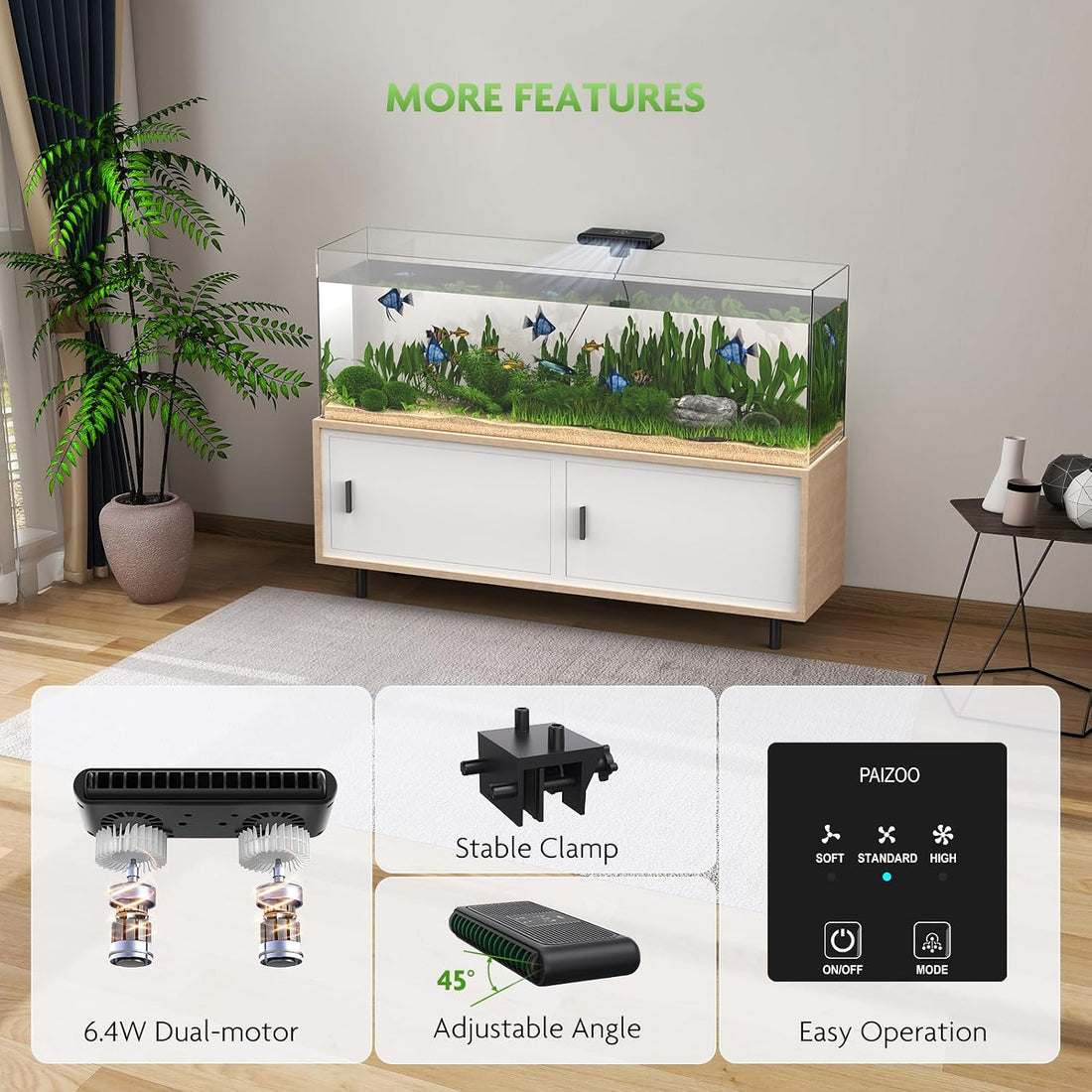 PAIZOO Aquarium Chiller Fan, Ultra-Quiet Fish Tank Cooler with 3