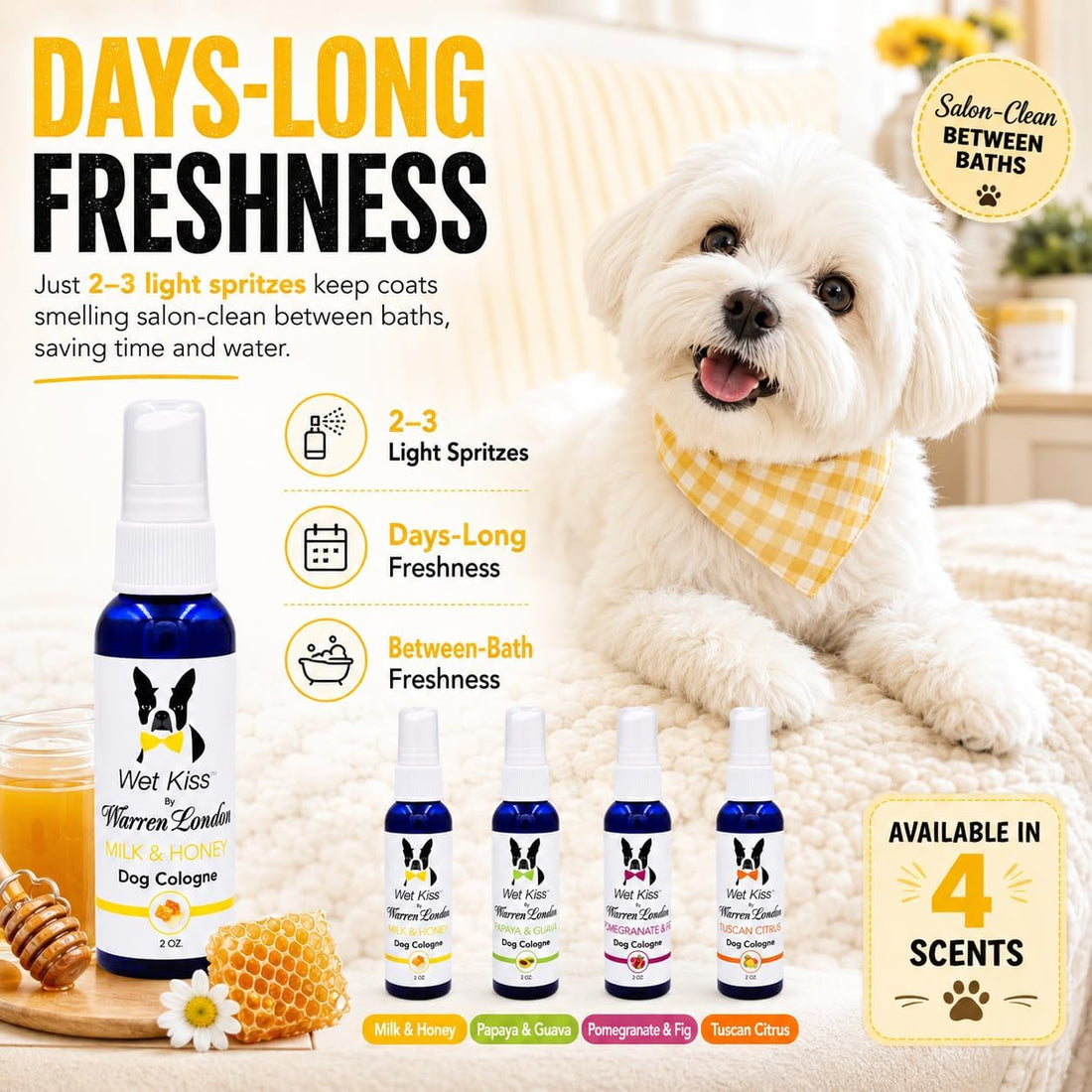 Warren London Wet Kiss Milk & Honey Dog Cologne Spray, 16 oz
