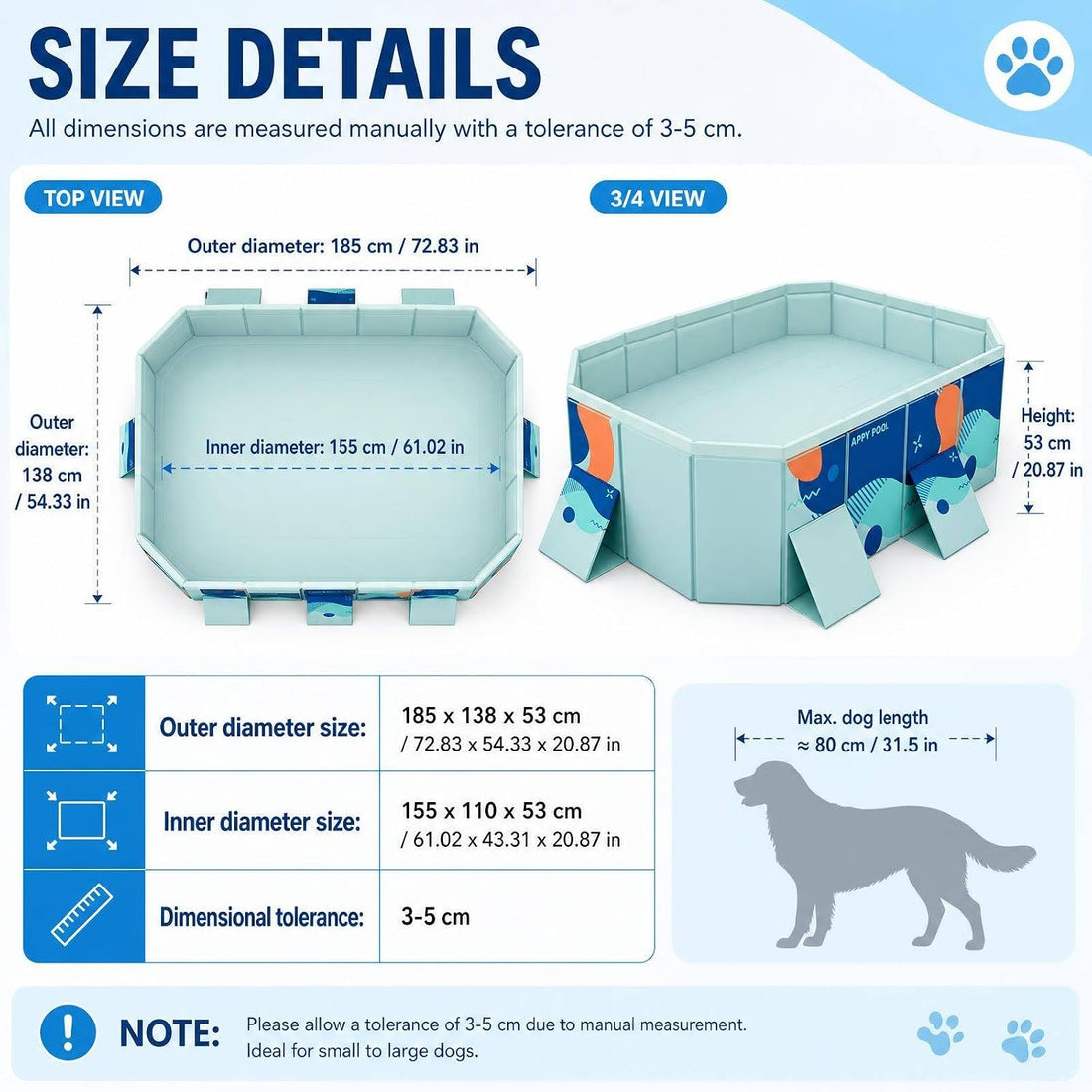 102" Foldable Dog Bathing Pool