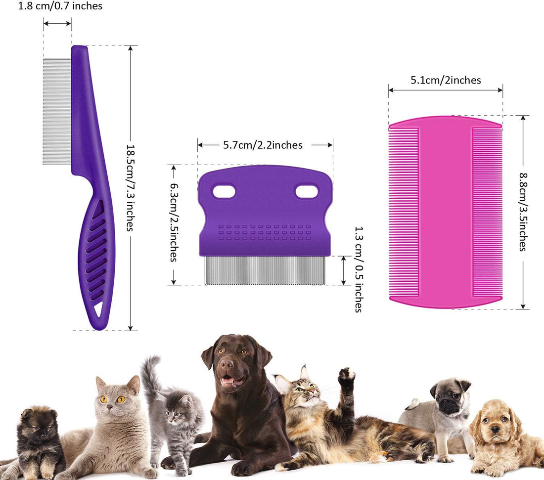 Boao 6 Pack Flea Comb Pet,Pink, Green, Purple, Yellow