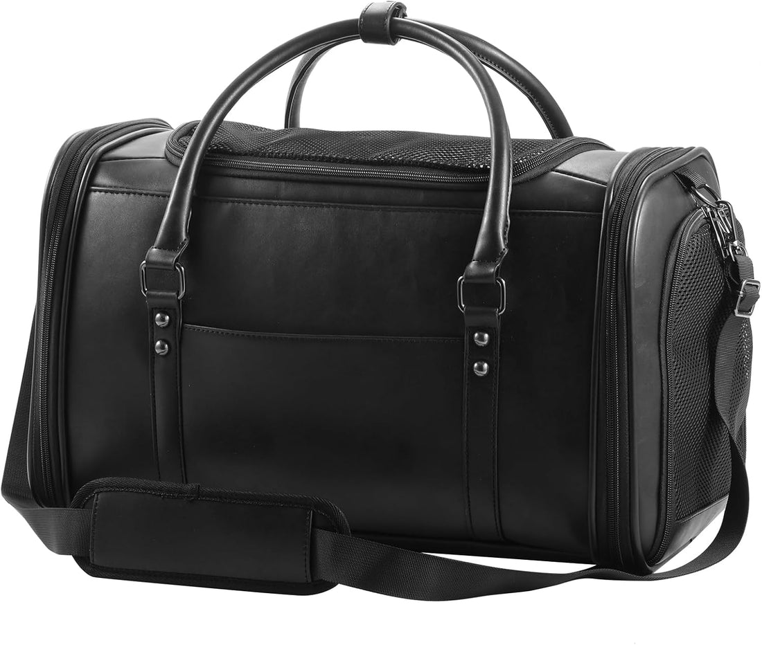 Stylish Leather Pet Carrier for Small Dogs and Cats Up to 15 lbs