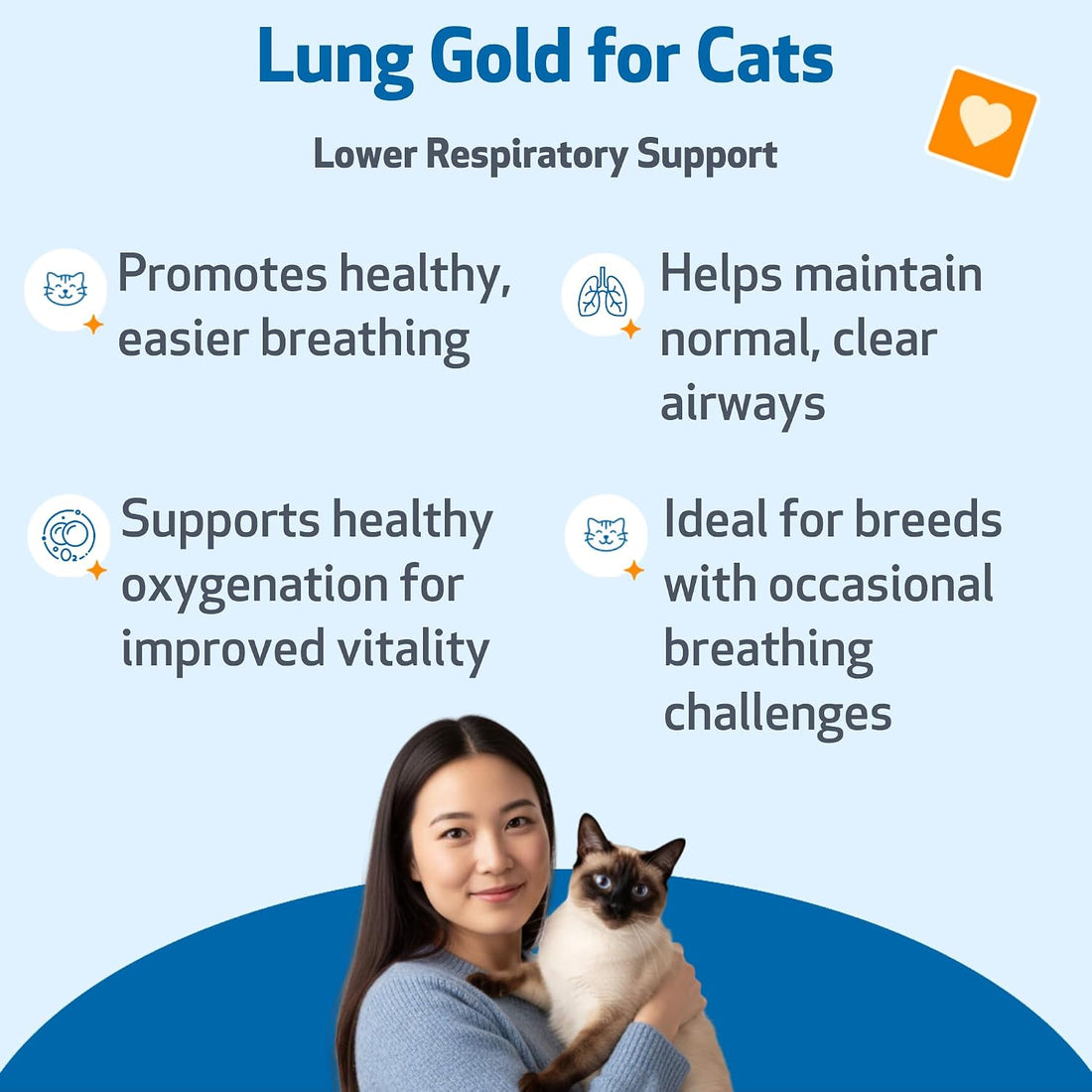 Pet Wellbeing Lung Gold for Cats - Lung & Respiratory Function, 2 oz