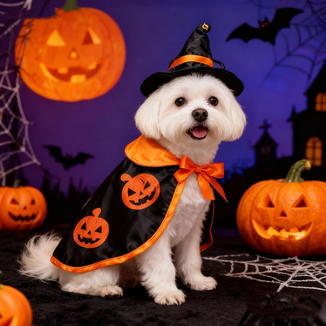 Halloween Costumes for Small Cats Witch Cloak Wizard Hat Cat