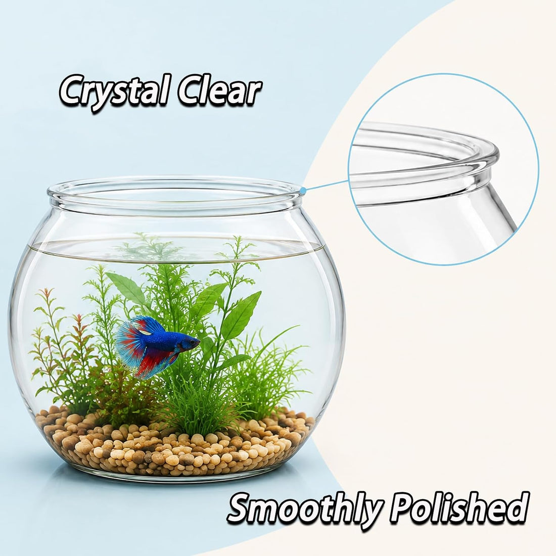 Mini Plastic Fish Bowl 30 oz Round Tabletop Aquarium Decorative