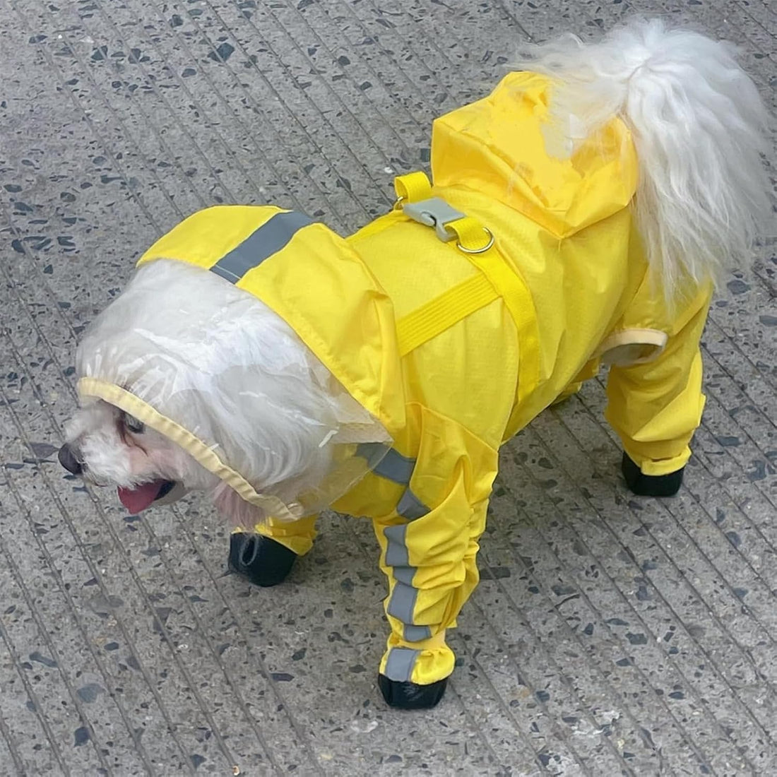 Waterproof Dog Raincoat,Full Coverage 4 Legs Dog Rain Jacket
