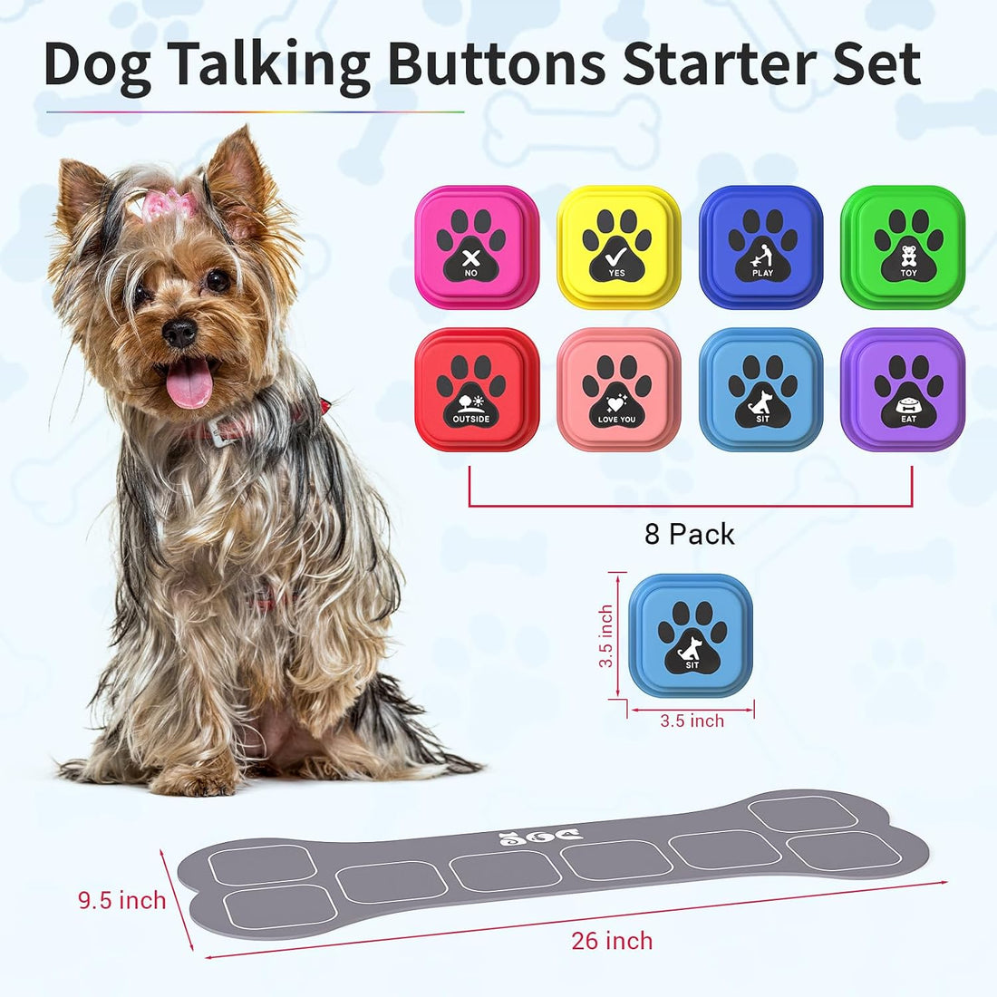 Dog Buttons for Communication,8 Pack Square Dog Talking Buttons
