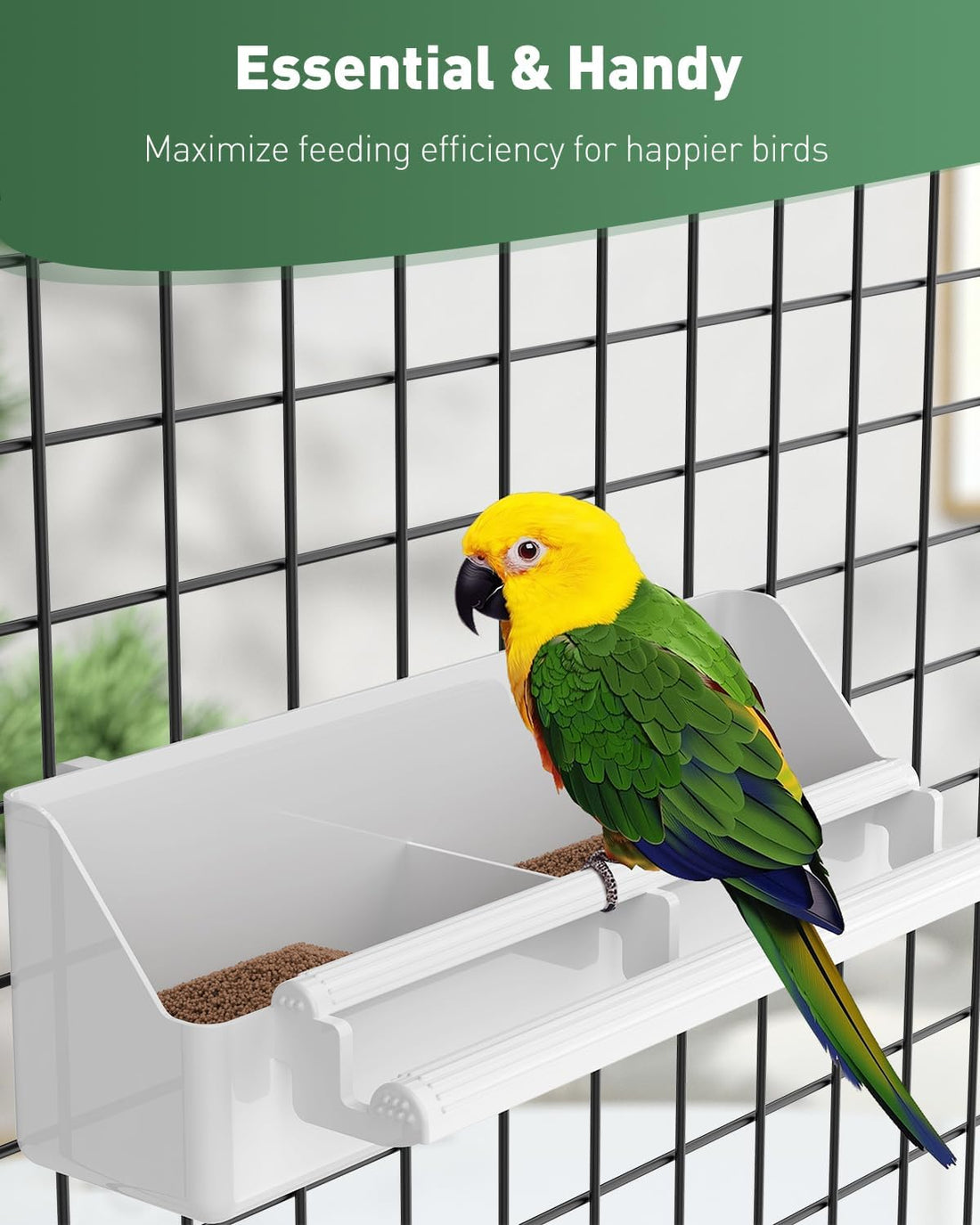 Pawfly 2 Pack Bird Feeder for Cage Hanging Plastic Feeder with Hooks
