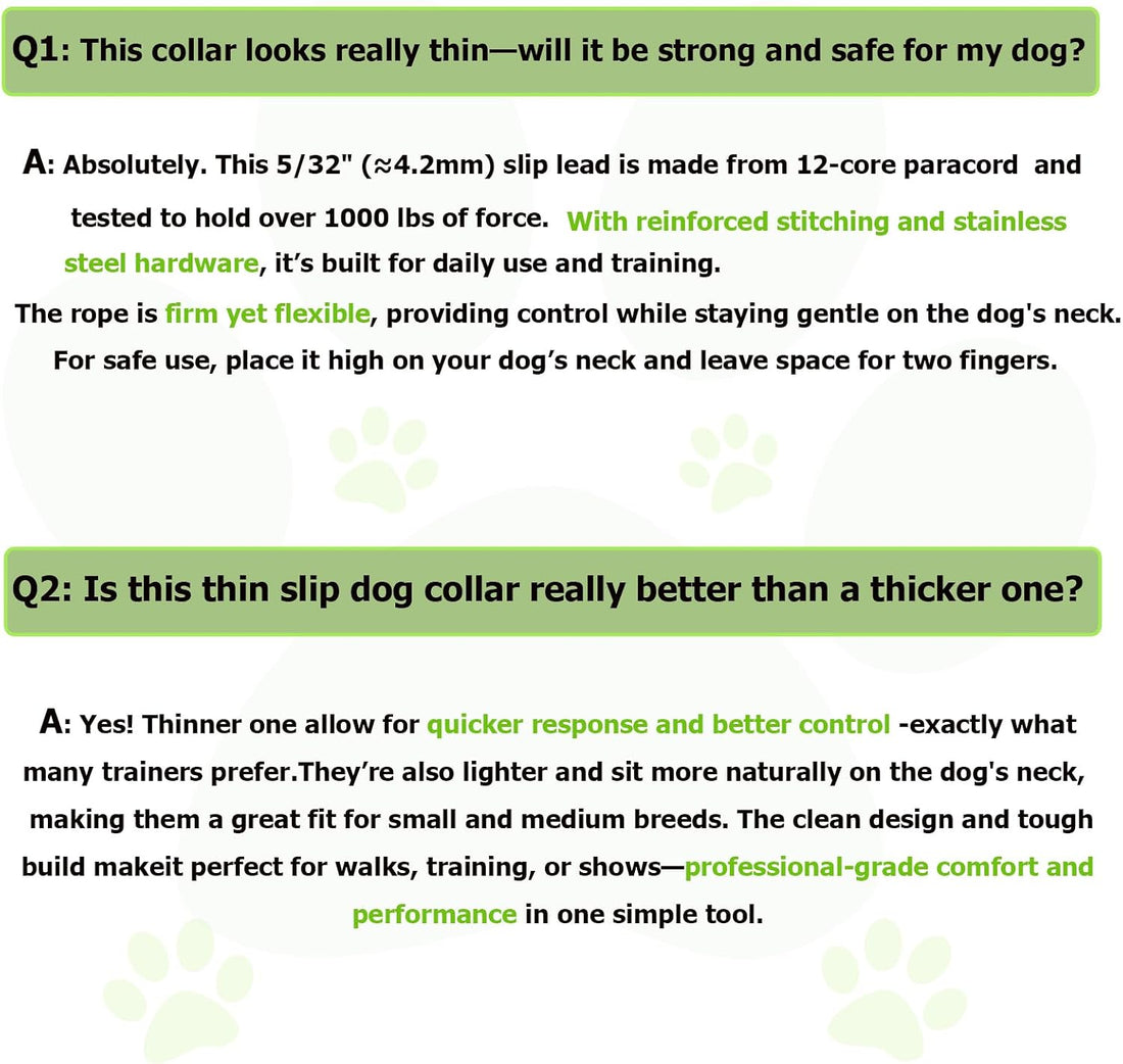 18" Dog Slip Collar – 5/32" Paracord Rope Dog Collar