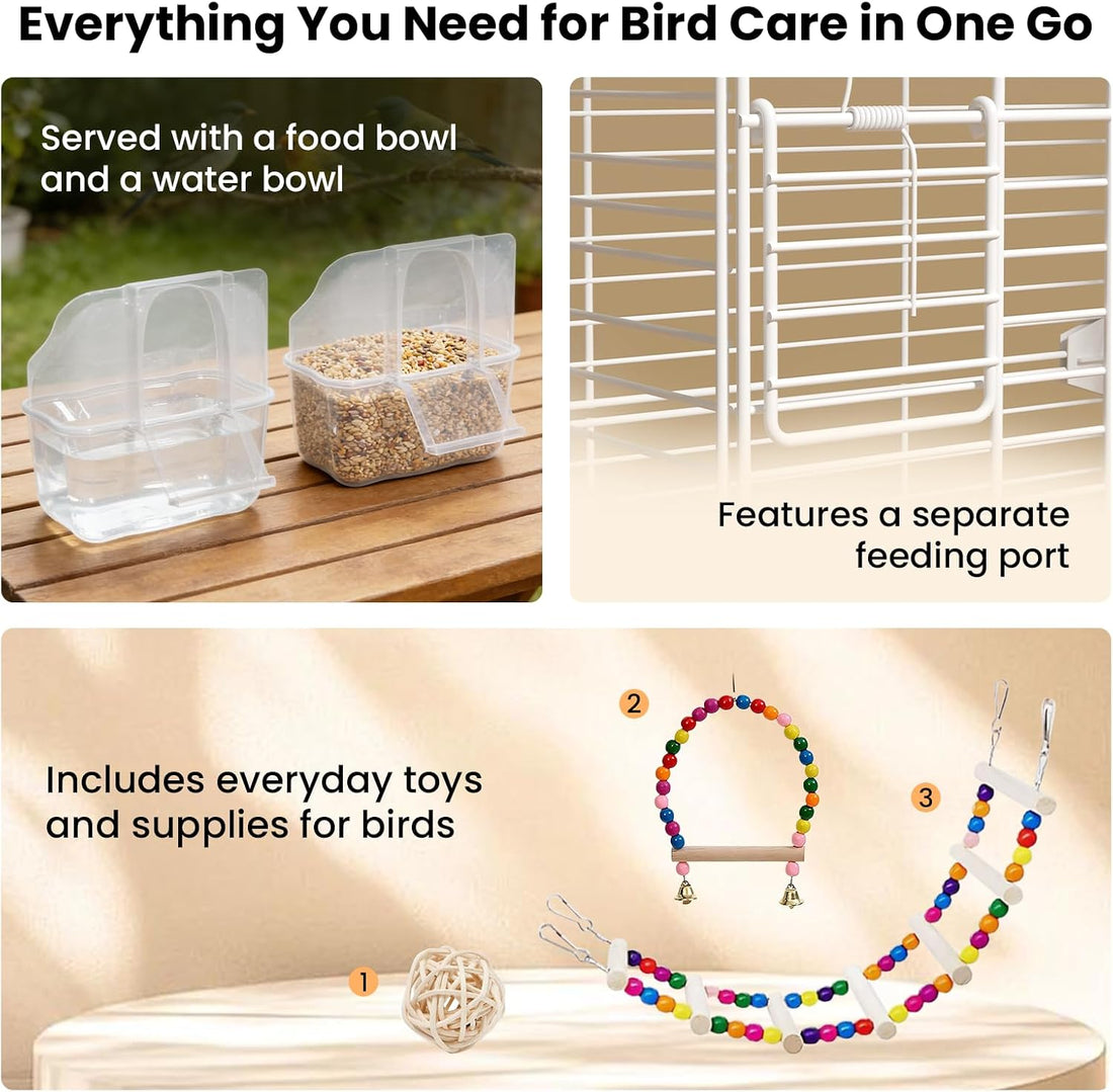 24.8 in Bird Cage, Medium‑Small Parakeet Cage with Expansion Ports