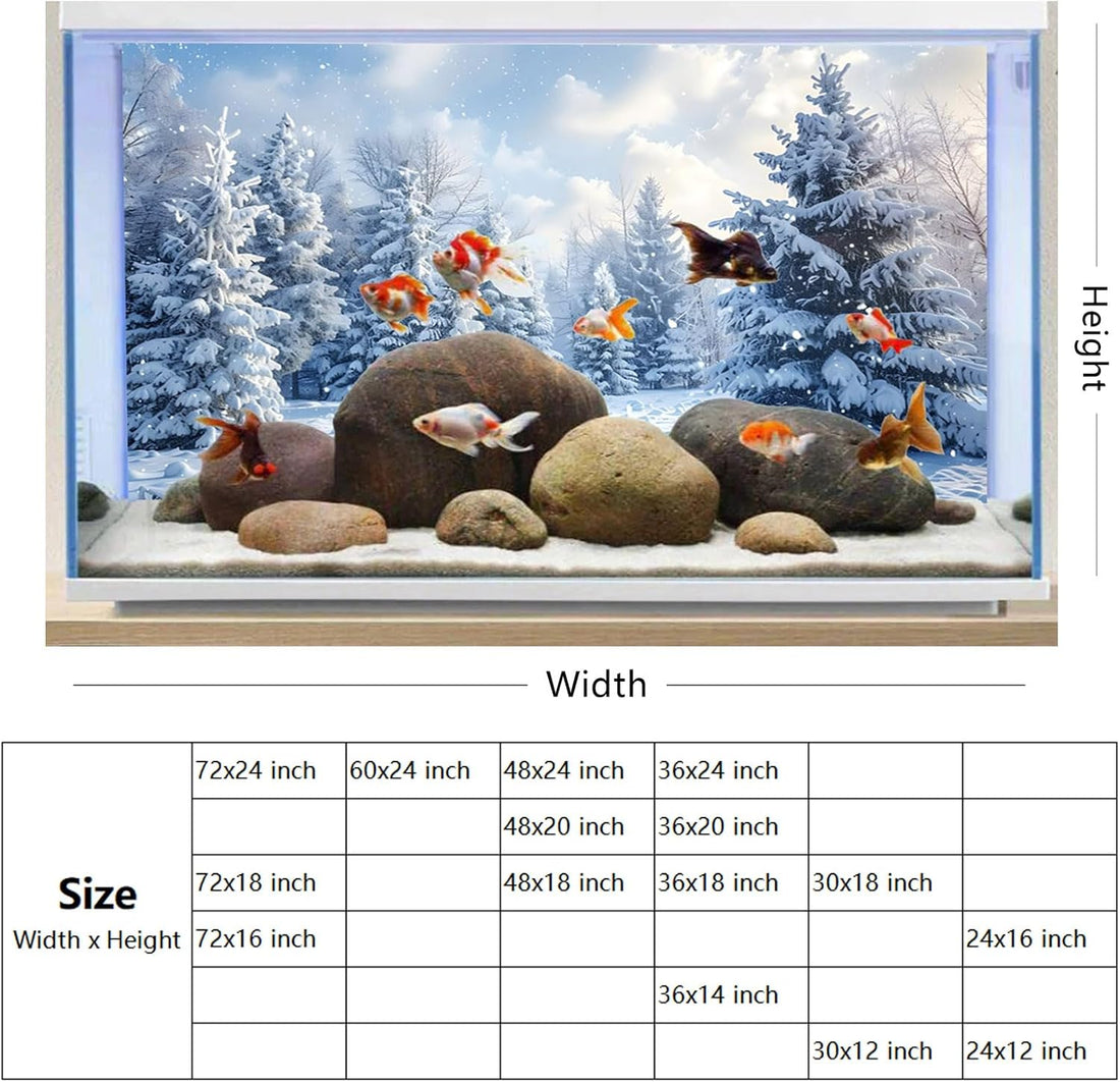 Fish Tank Background 36x18 Inch Winter Snow Scene Aquarium Decor