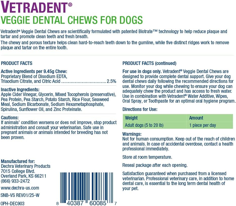 Vetradent® Veggie Dental Chews for Small Dogs