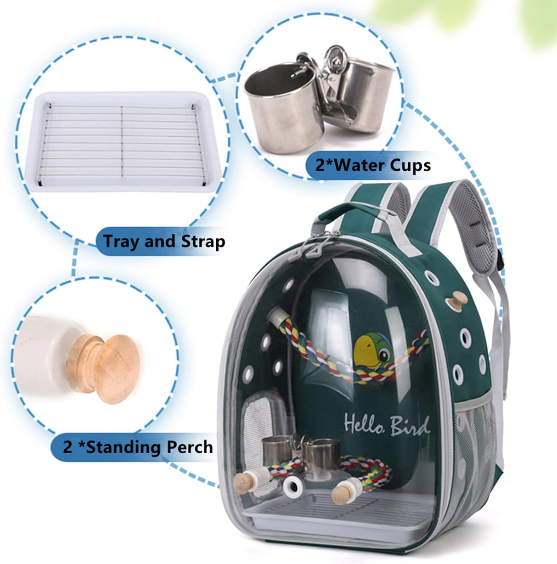 Bird Traval Carrier Cage, Multi Vent Holes Clear Space Capsule