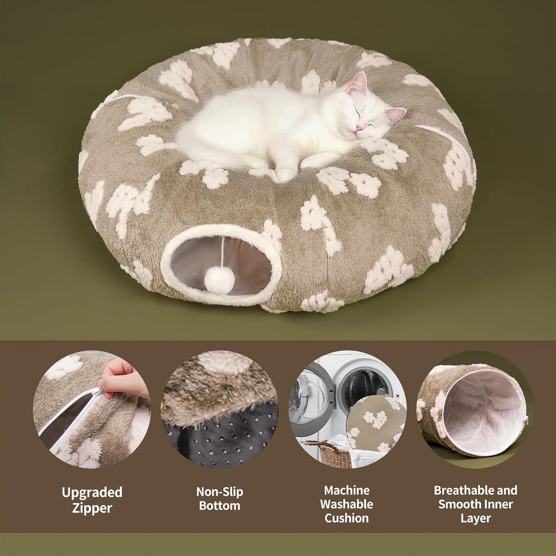 Pesen Cat Tunnel Bed with Soft Cushion