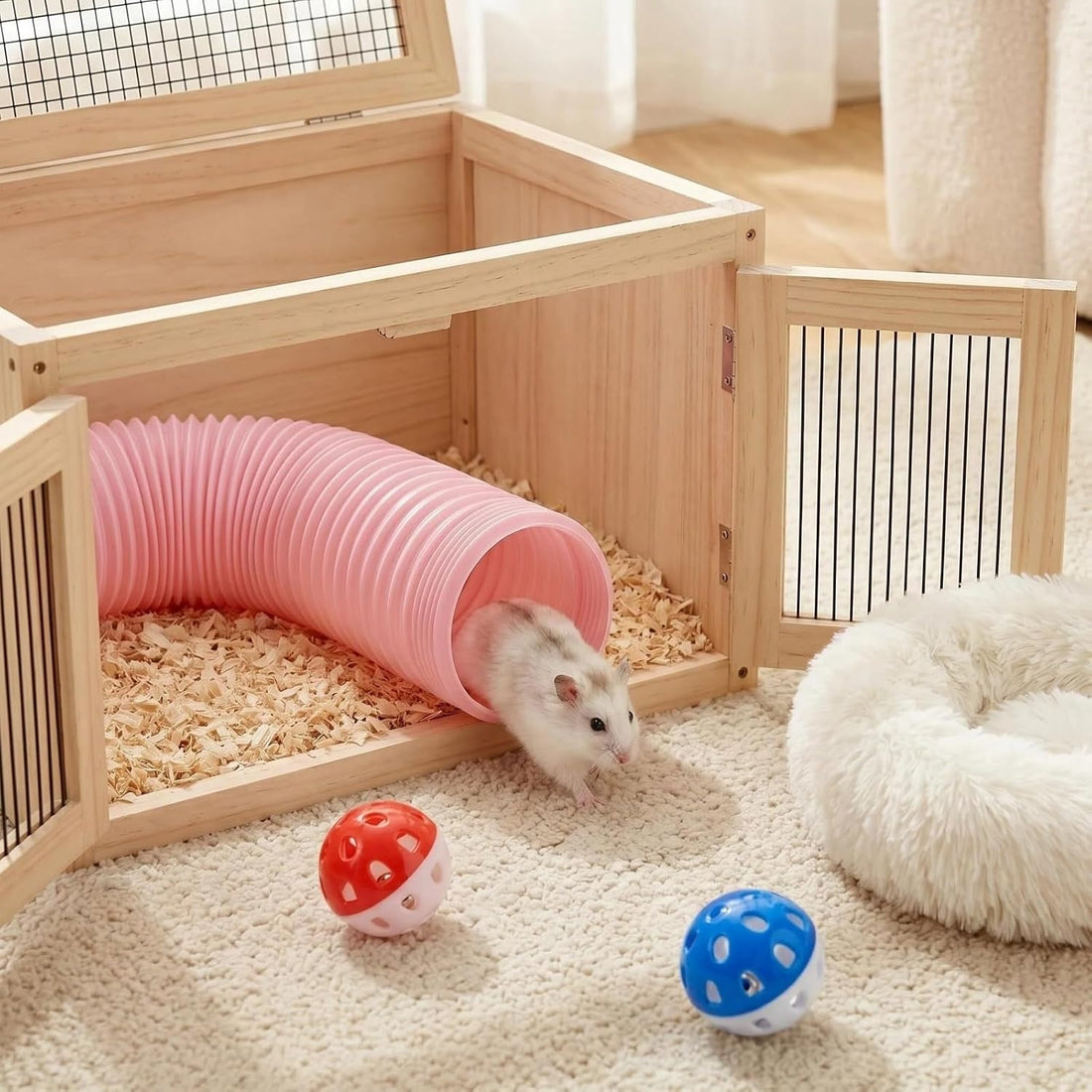 1 Pack Ferret Tubes & Tunnels with 4 Bell Balls, 3.9 in Wide