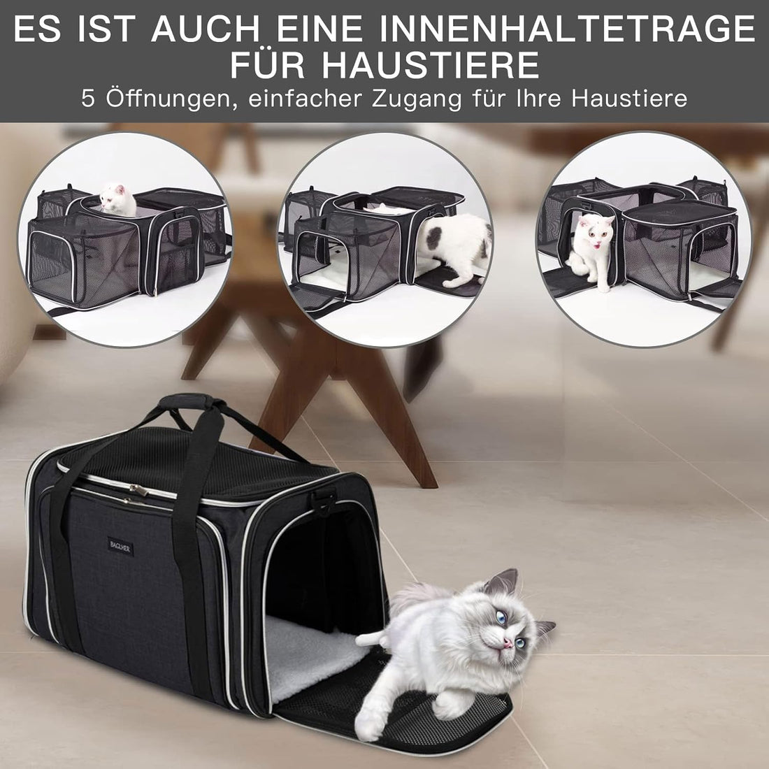 BAGLHER Cat Carrier Bag,Airline Approved Pet Carrier Soft Side Pet