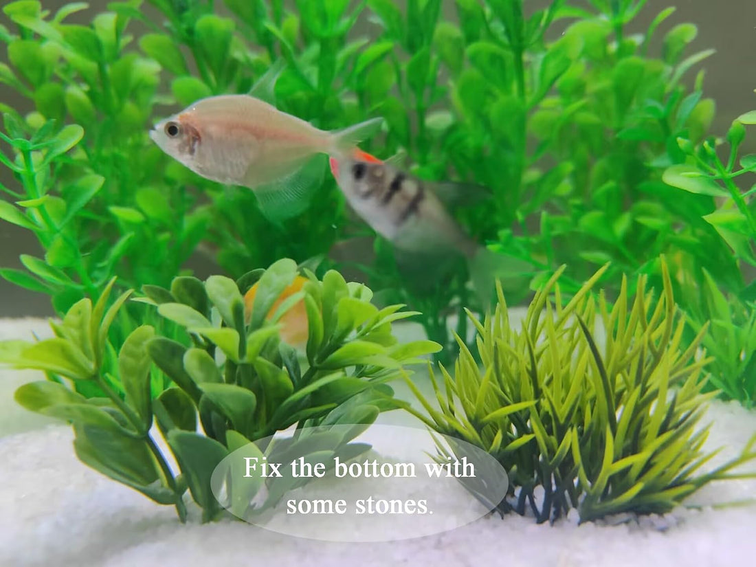 AQUANEAT Artificial Fish Tank Plants, Plastic Aquarium Decorations
