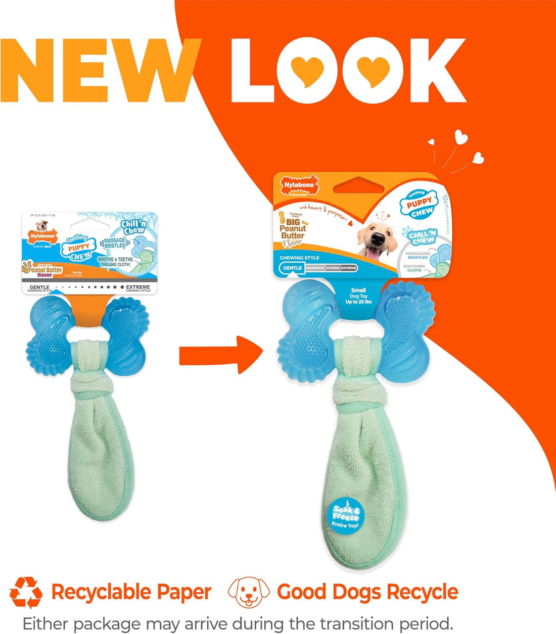 Nylabone Puppy Chew 2-in-1 Teething Freezer Bone Dog Chew Toy