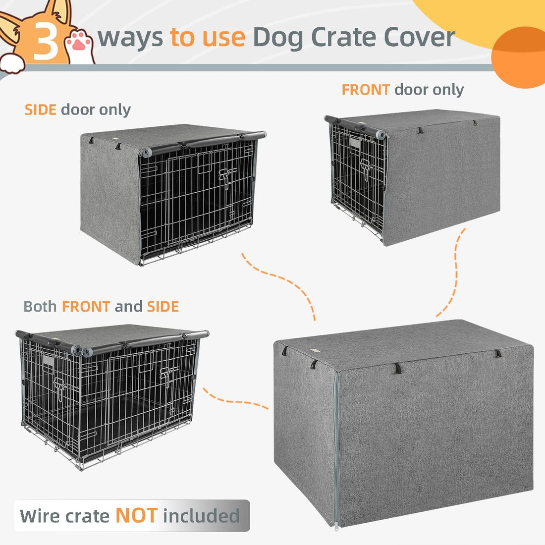 Seiyierr Dog Crate Cover - Kennel Covers Fit for 24 Inch Dogs Crate