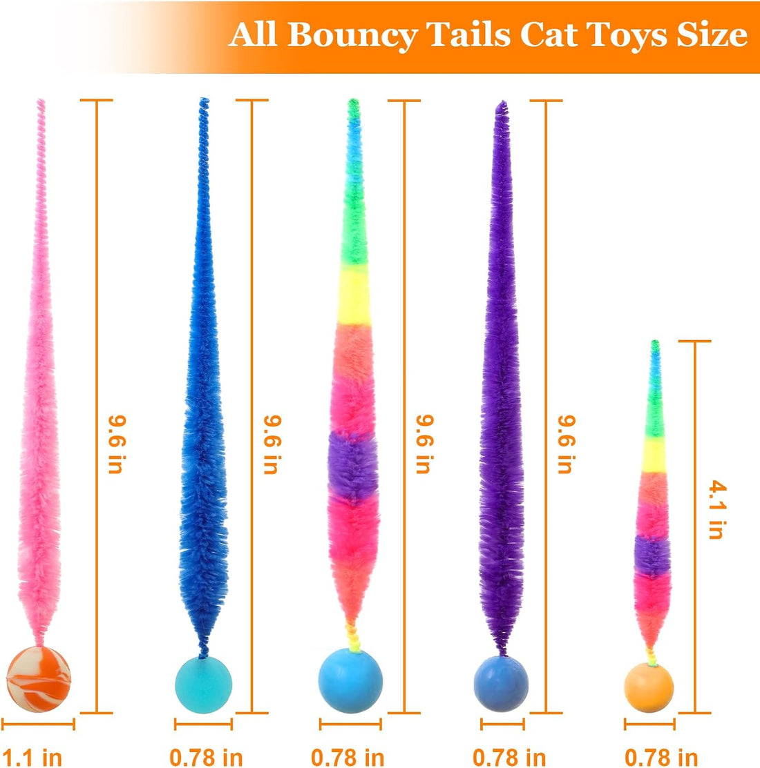 SHENGSEN Bouncy Ball with Tail Cat Toys-5 Packs