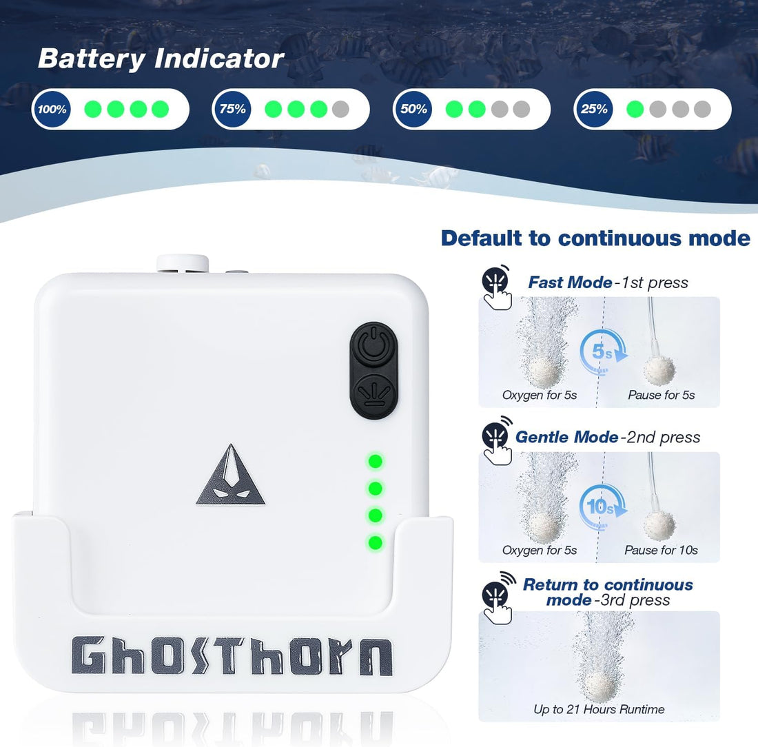 Ghosthorn Waterproof Mini Aquarium Air Pump Rechargeable Aerator