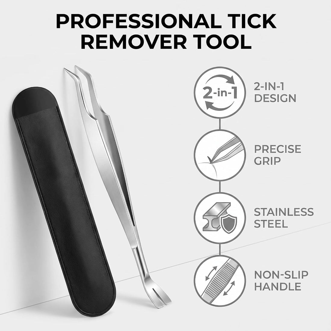 Junfamilee Silver 2 in 1 Tick Removal Tool for Pets,Stainless Steel