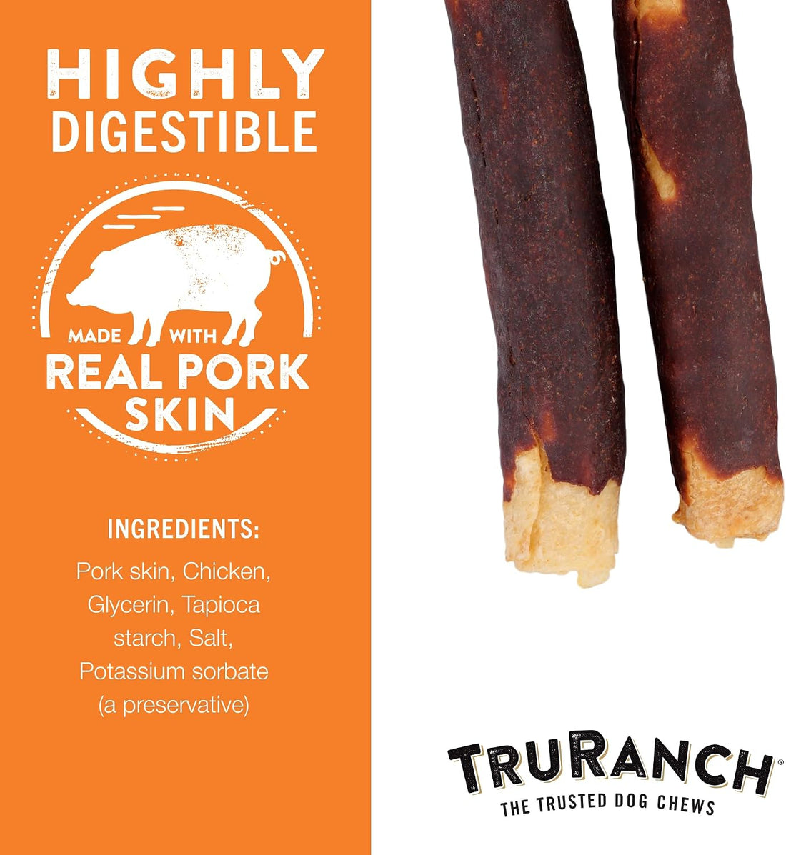 TRURANCH Large Pork Skin Rolls - Chicken-Wrapped Jerky Collagen Rolls