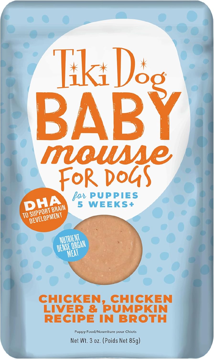 Tiki Dog Baby Mousse Wet Dog Food for Puppies, Chicken, 3oz, 12ct