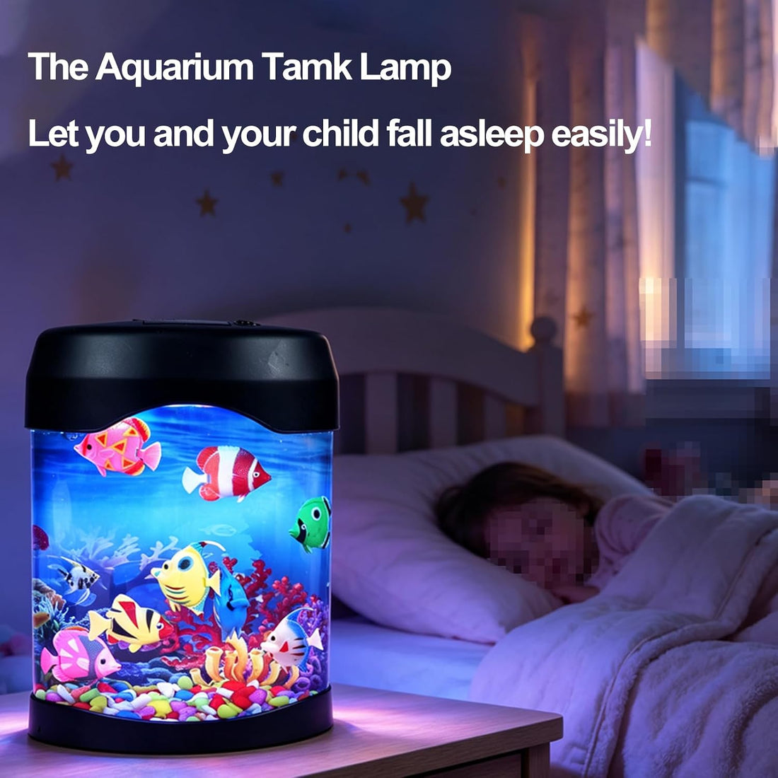 Fake Fish Tank Night Light, 6 Color Changing Aquarium Lamp with 8