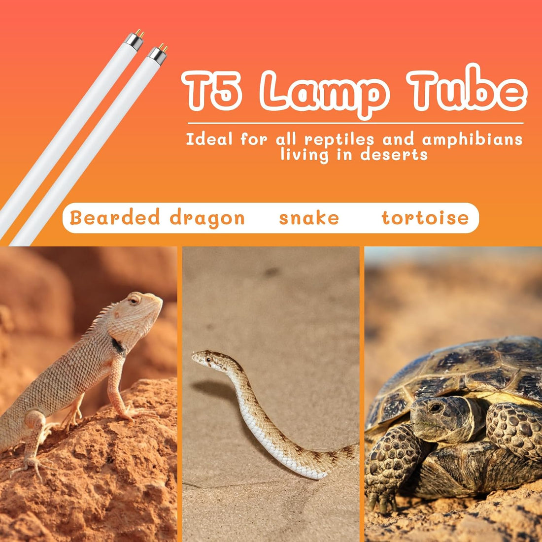 T5 UVB Reptile Light 24W 10.0,UVA UVB Light Bulb for Reptiles,2 Pack