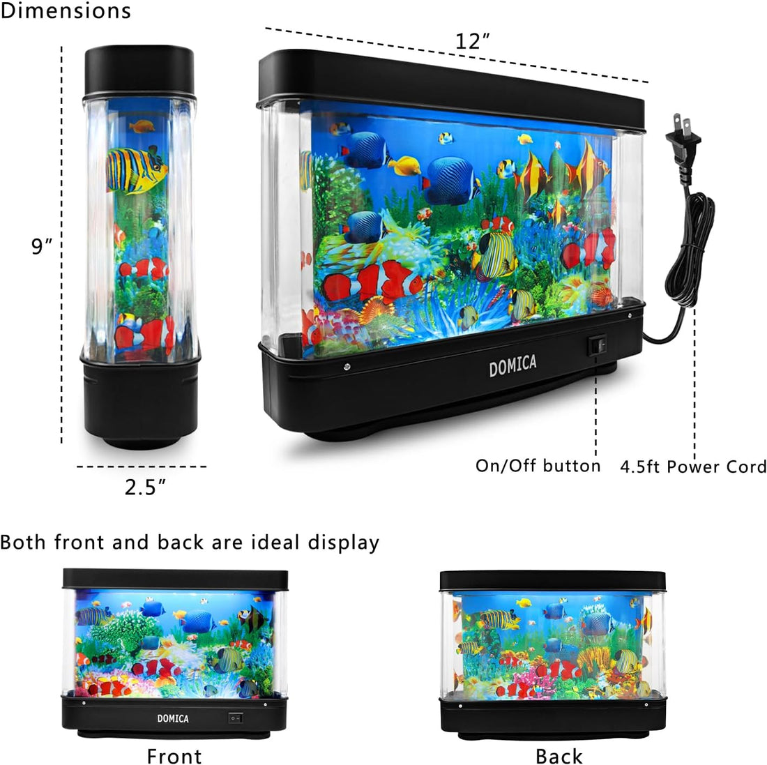 Fake Fish Tank with Moving Fish, Decorative Aquarium Lamp