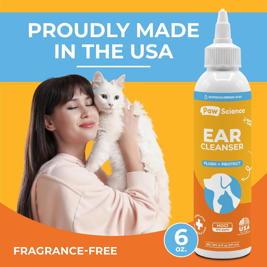 Paw Science Dog Ear Cleaner, Ear Wash Solution Hocl Ear Flush
