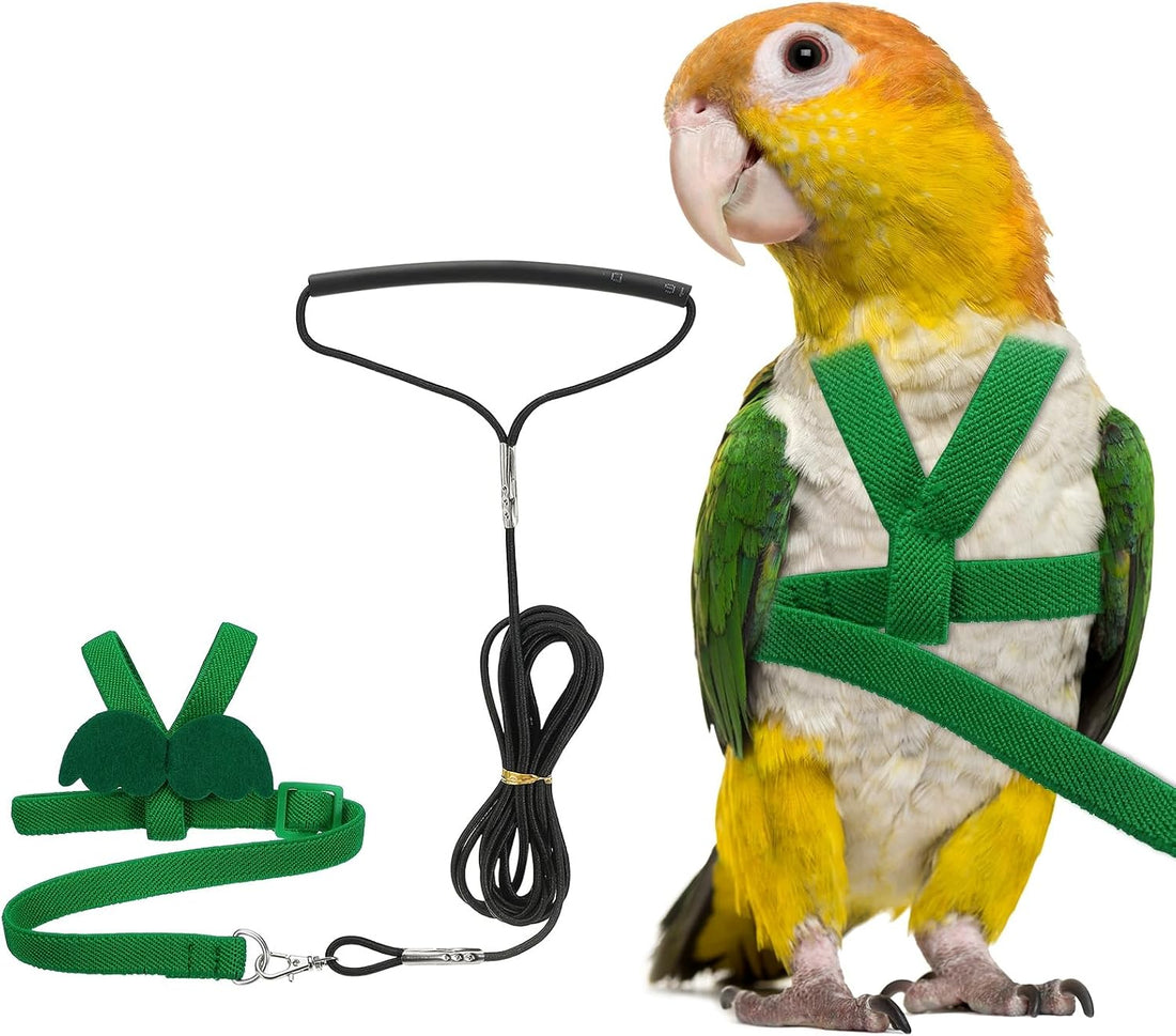 Adjustable Bird Harness Leash, Anti-Bite, S, Green
