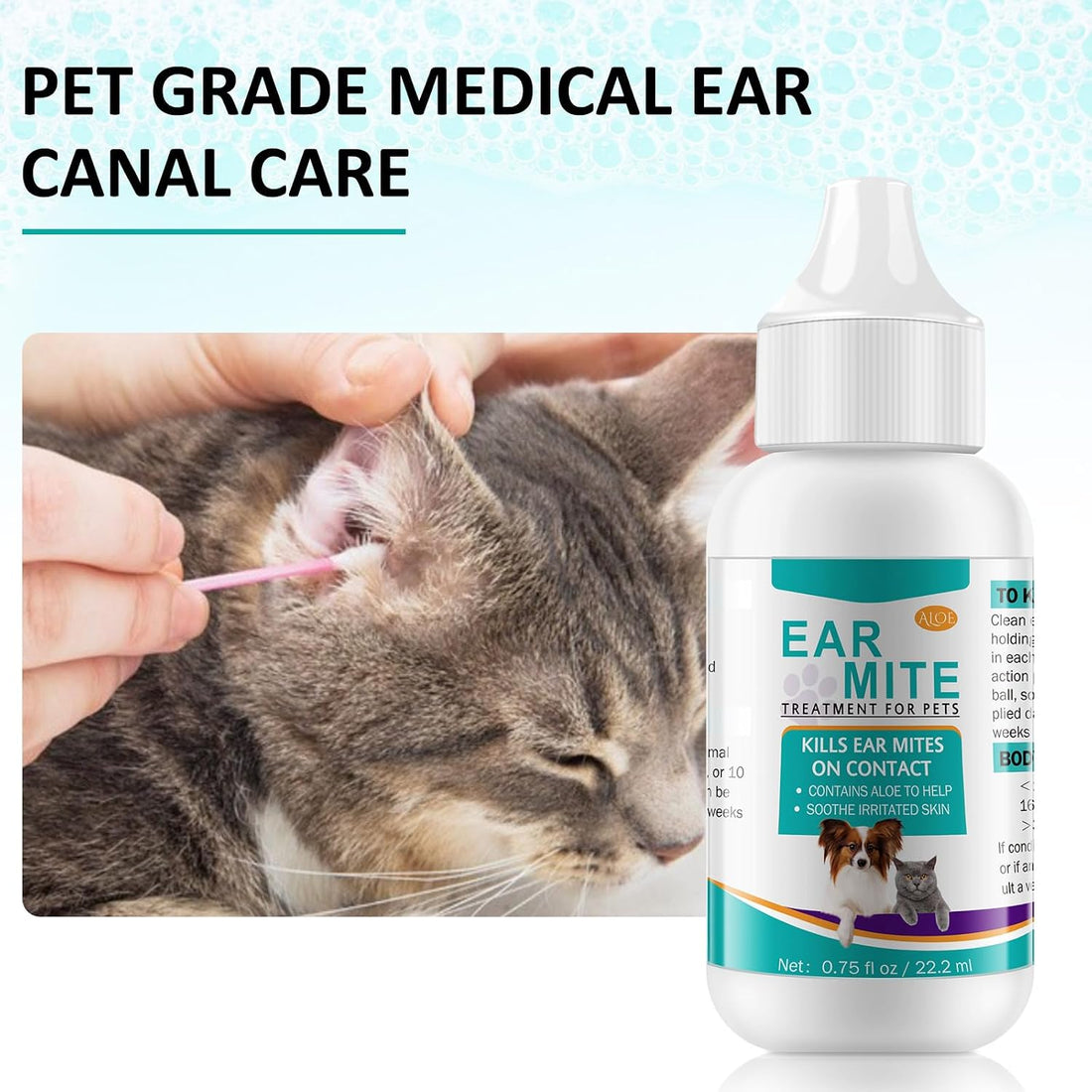 VOSIFSDIY Ear Mites Clean for Dogs & Cats