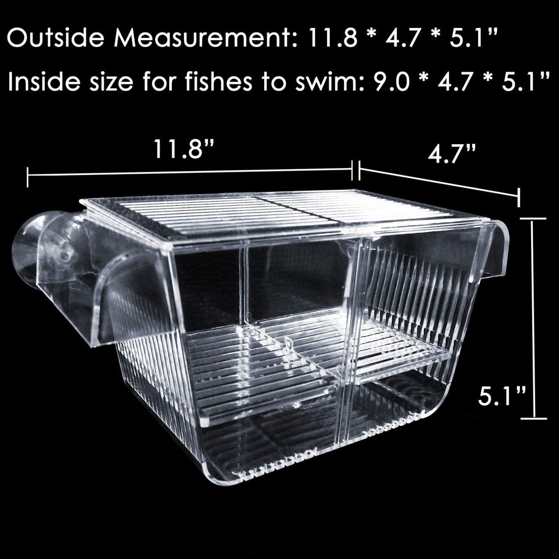 capetsma Fish Breeding Box, Acrylic Fish Isolation Box with Suction