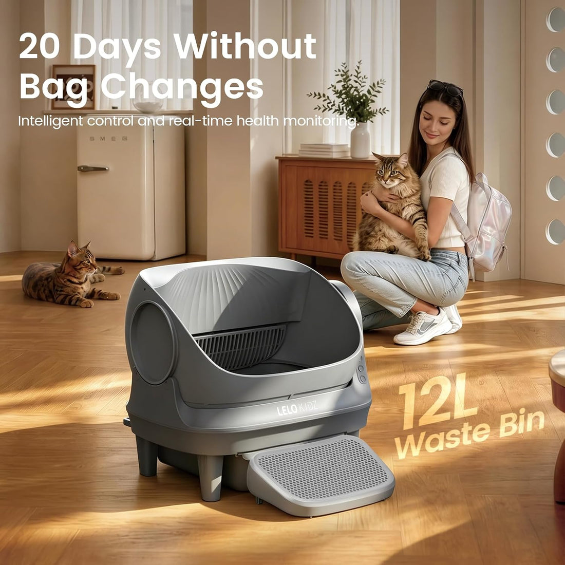 Self Cleaning Litter Box, Open Top 105L Automatic Litter Box